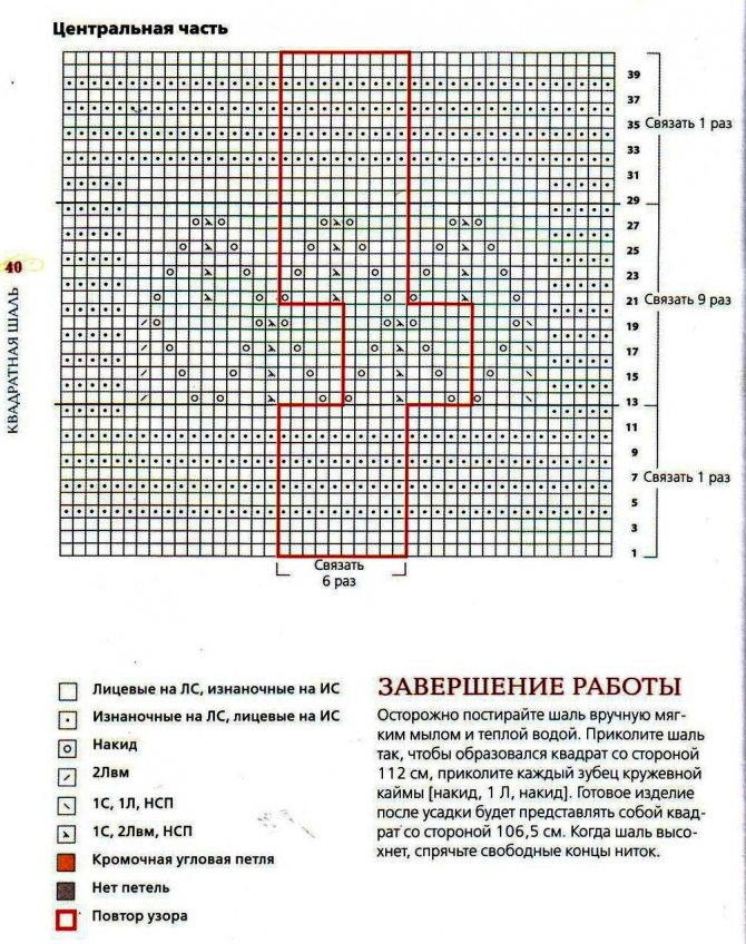 Квадратная шаль - схема
